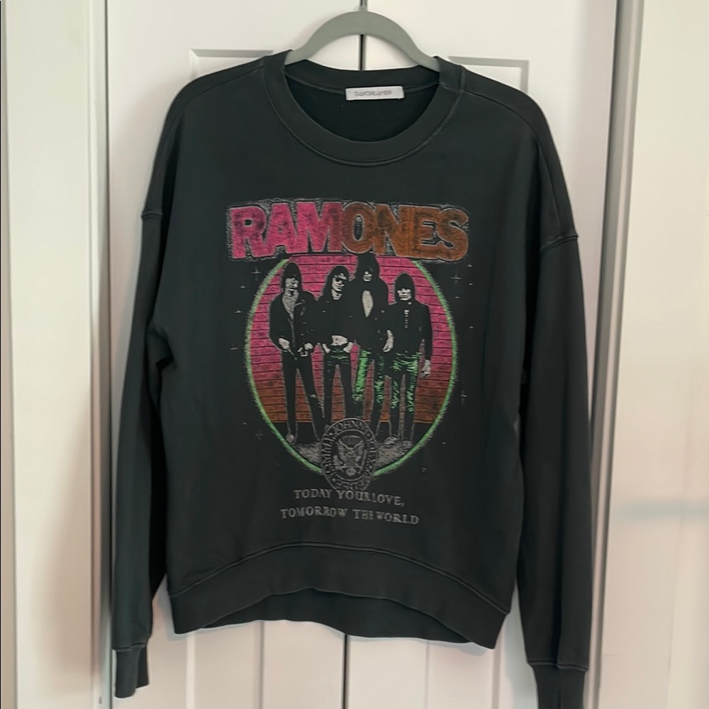 Daydreamer Oversized Crew Neck Sweatshirt with Ramones Graphic
